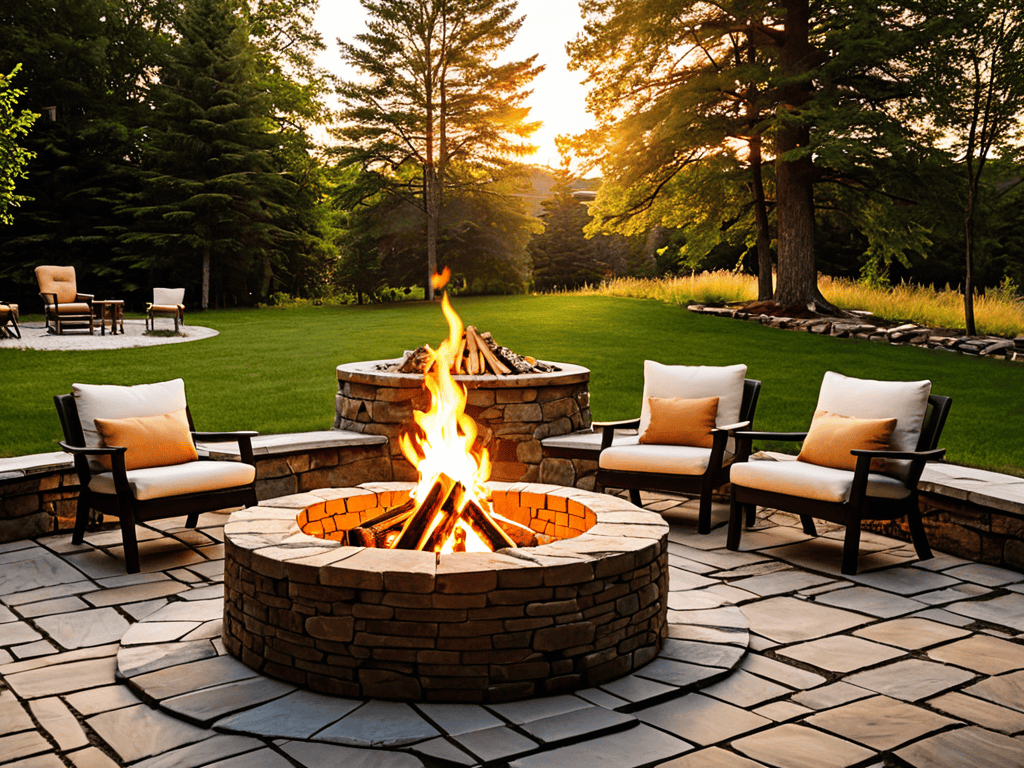 Building outdoor fire pit with kindling
